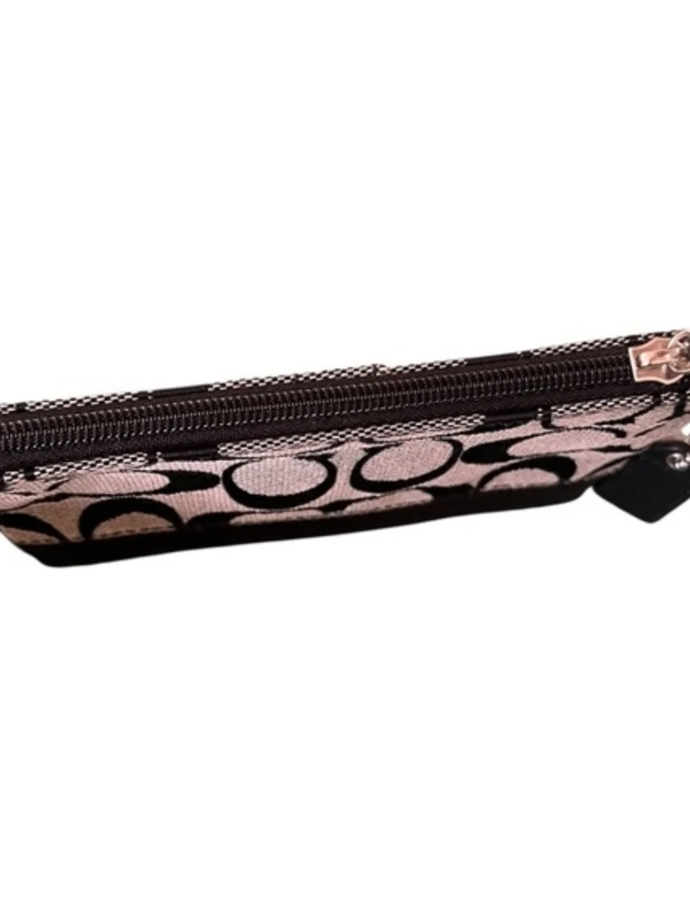 Coach NWT! Black and Gray Signature Canvas Wristlet with Leather Trim - Picture 4 of 9